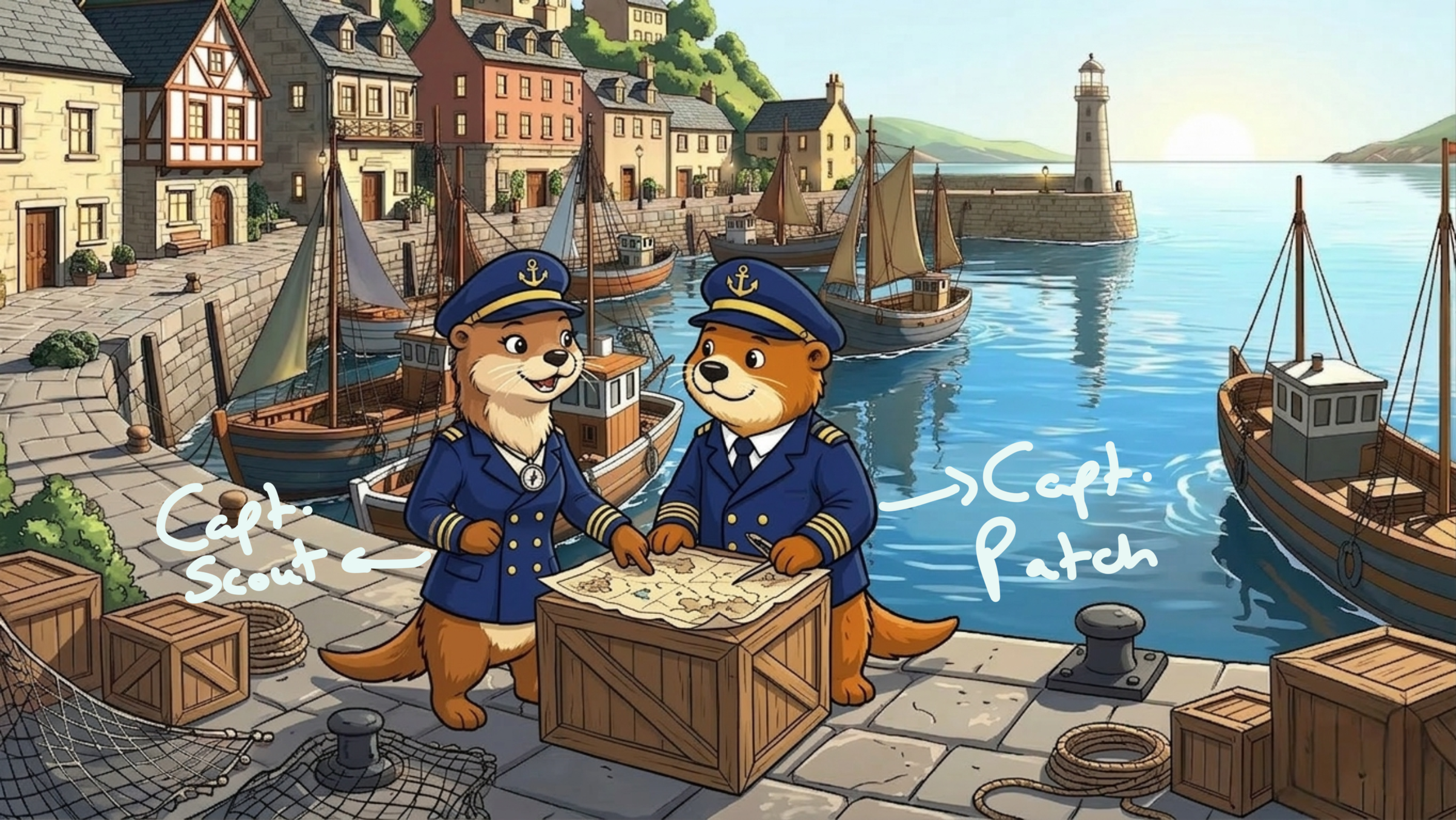 Captain Patch in uniform at the harbour